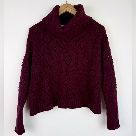 Loft Maroon Bobble Turtleneck Sweater - Picture 2 of 10